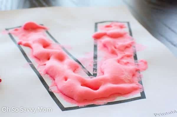 homemade puffy paint letter activity