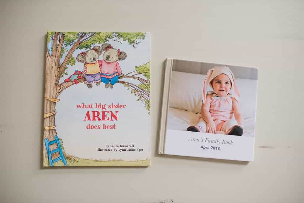 personalized books as a big sister gift from new baby
