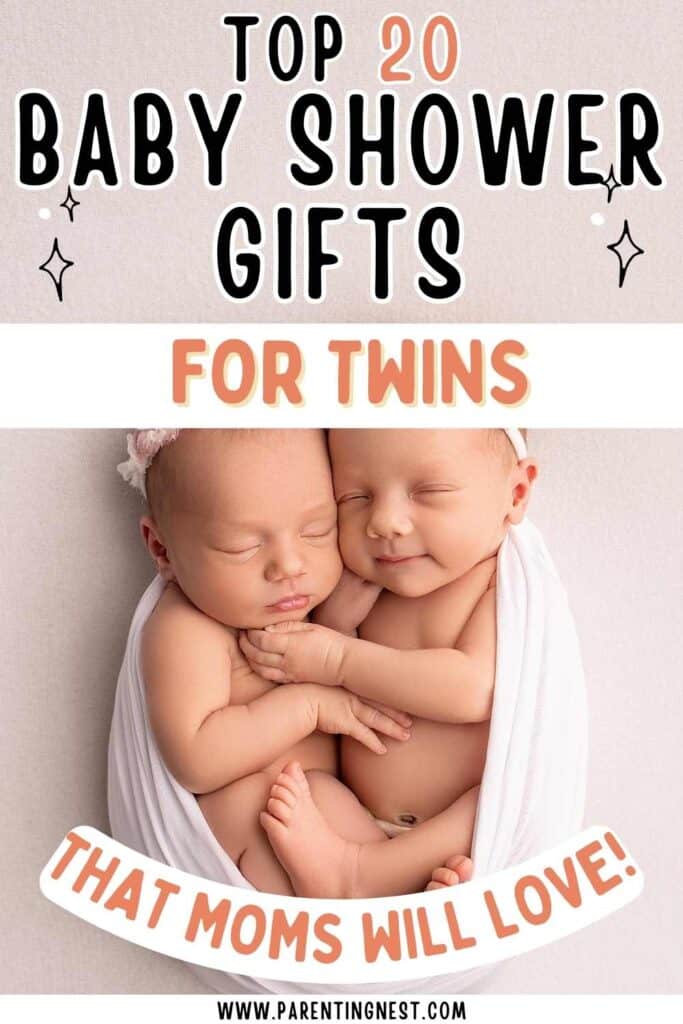Top 20 Baby Shower Gifts for Twins that Moms Will Love - image shows twin babies swaddled in a blanket