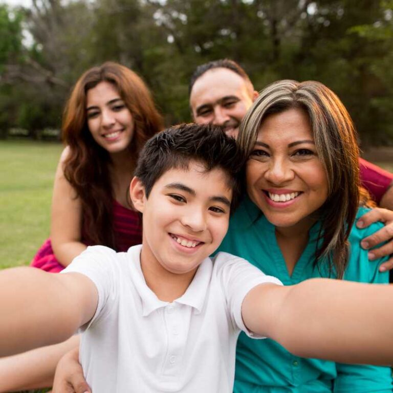family taking selfie