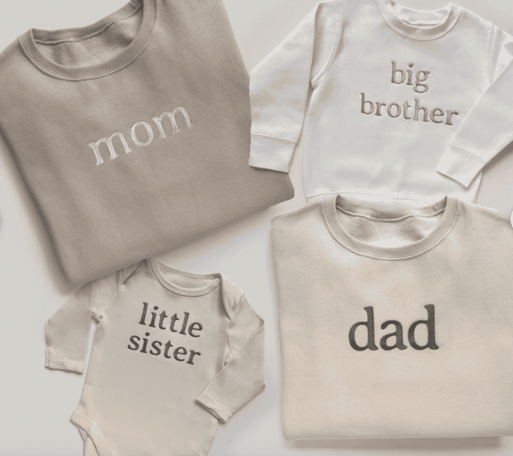 matching embroidered family sweatshirts for mom dad big brother and little sister